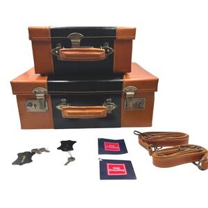 Williams-Sonoma Vintage Hold Everything Luggage Suitcases Case Set of 2 Decor
